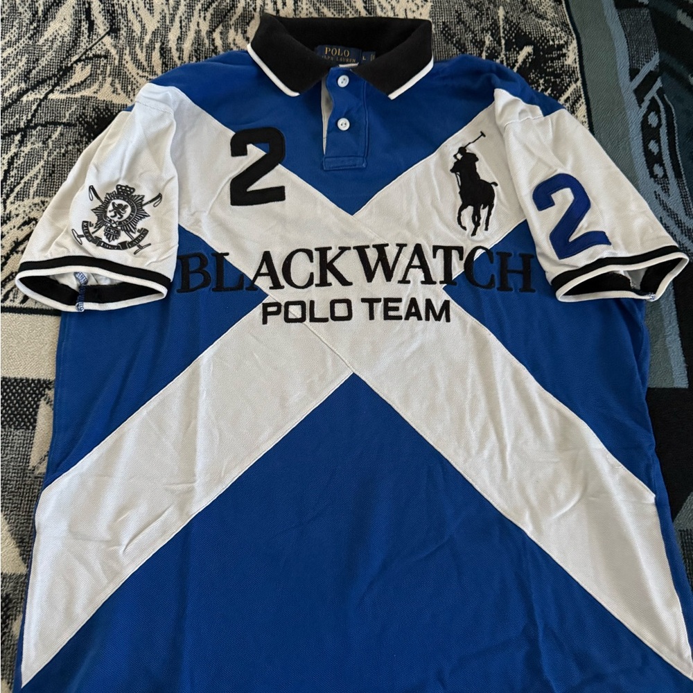 Polo Ralph Lauren BlackWatch Team Big Pony #2  Embroidered Royal Blue/White Polo